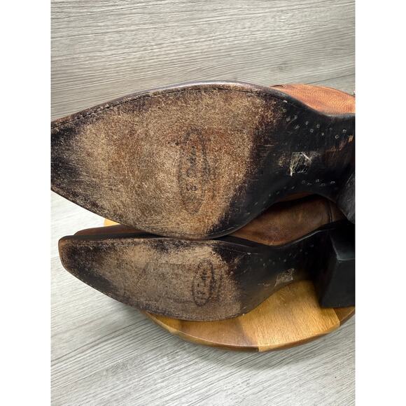 J B Dillon goat leather cowboy boots brown distressed western Men’s 11.5 EE main image 11